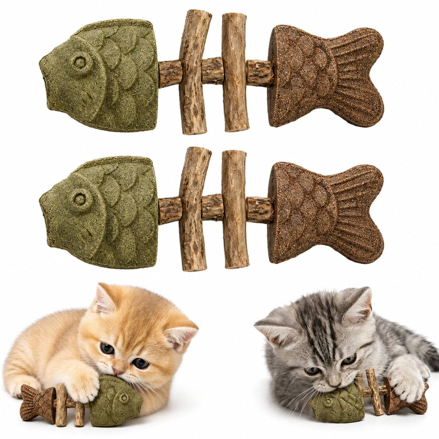 Catnip & Silvervine Fishbone Chew Toy - 2 Pack β product photo