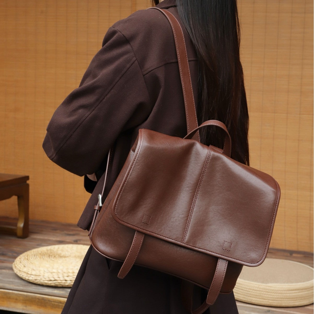 Vintage Leather Backpack for Women | Large Capacity Travel Bag