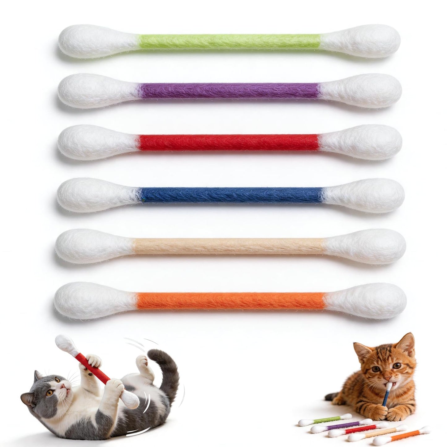 Giant Cotton Swab Cat Toys with Catnip – Chew & Kick Set of 6 — product photo
