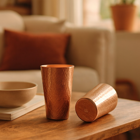 Handmade Personalized Copper Coffee Cup — warm lifestyle