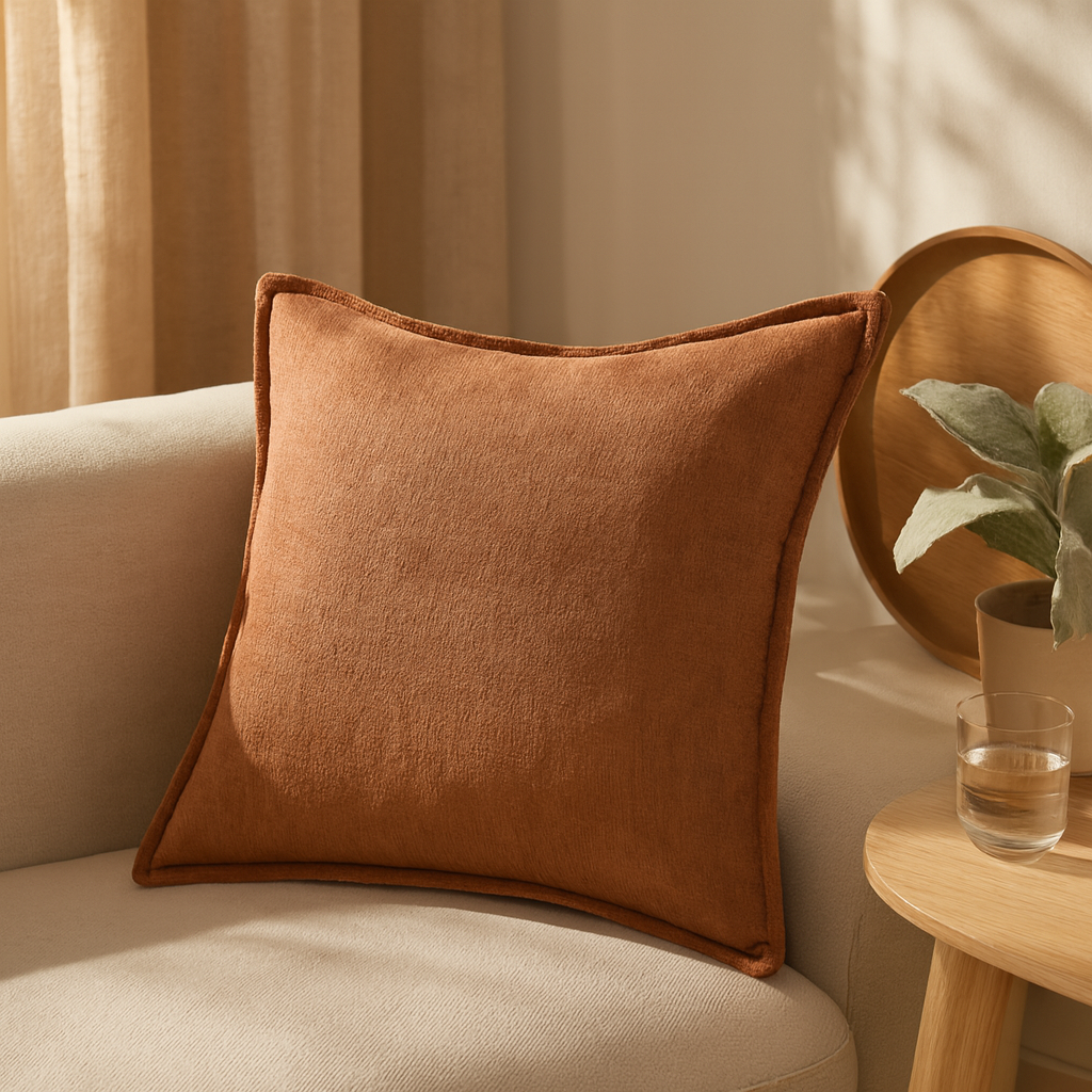 Plush Chenille Throw Pillow - Cozy Sofa Cushion — warm lifestyle