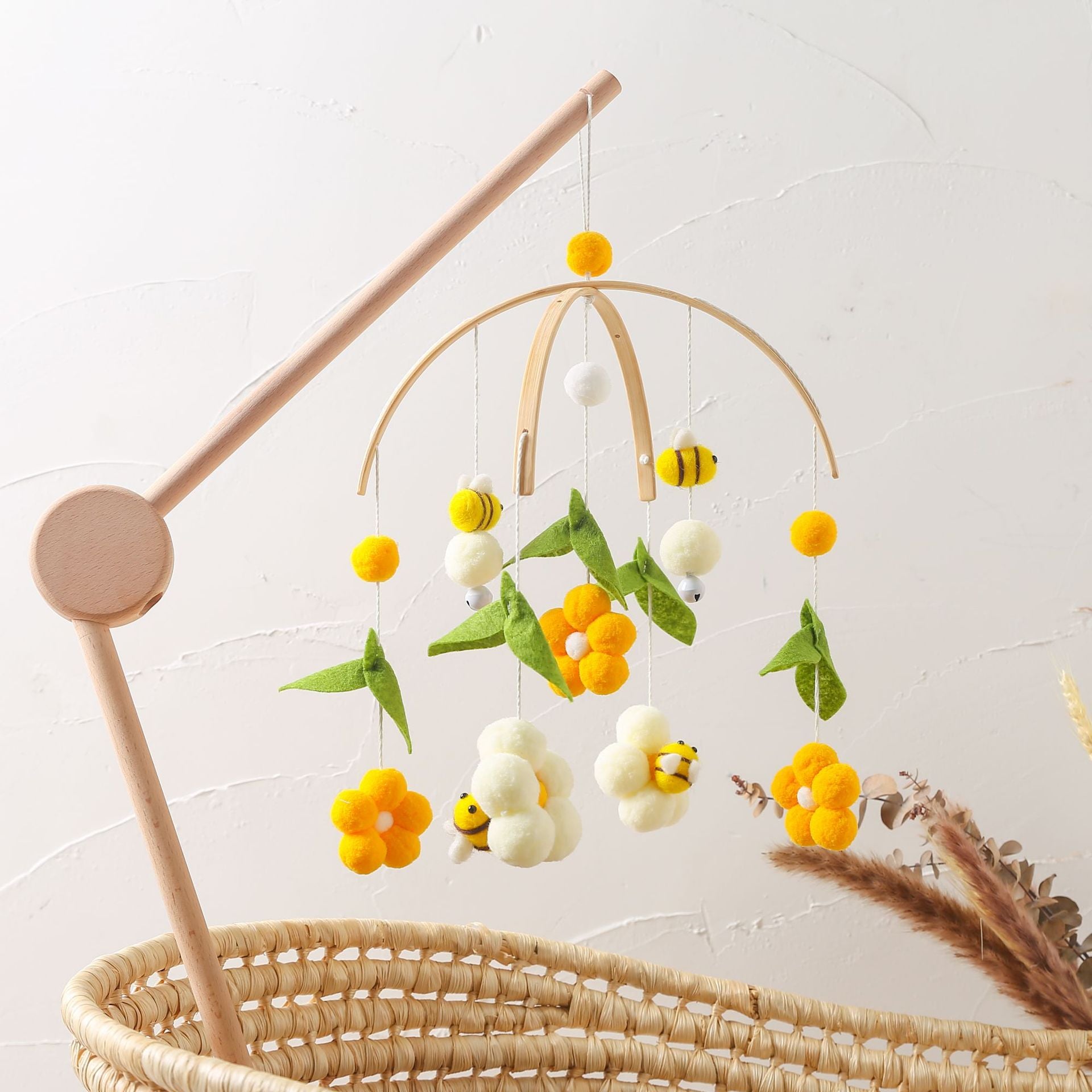Buzzy Bee Crib Rattle & Teether – Soft Bed Bell Toy — product photo