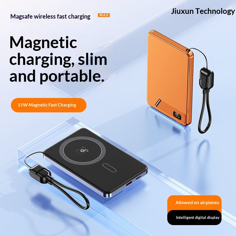 Slim Aluminum Magnetic Wireless Power Bank — product photo