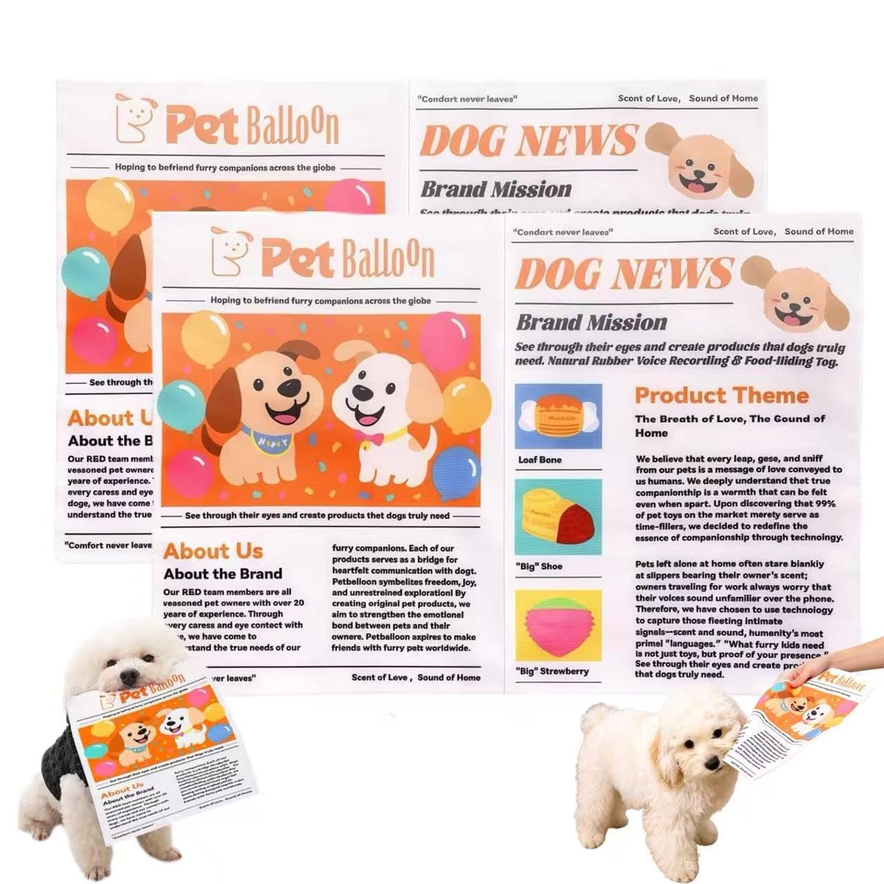 Crinkle Newspaper Dog Toy 2-Pack – Squeak & Play — product photo