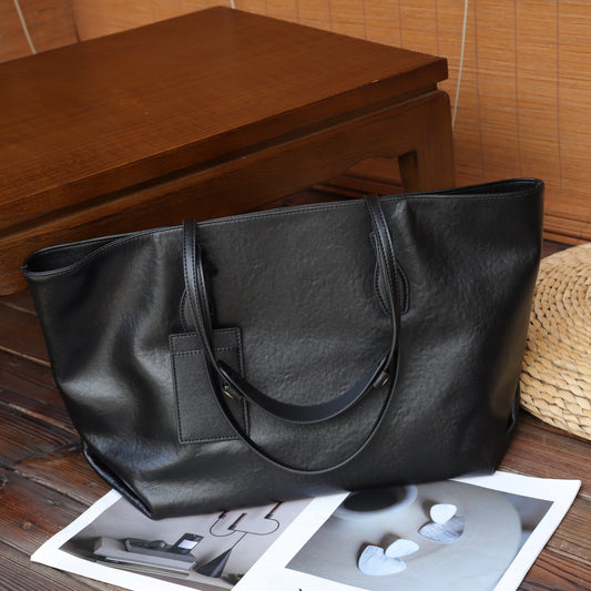 Top-Grain Leather Tote — Everyday Underarm Shoulder Bag