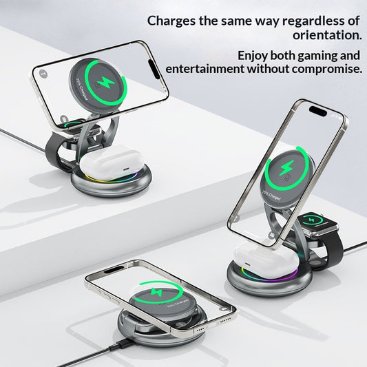 3-in-1 Magnetic Wireless Charging Station, 15W Fast Charge — product photo
