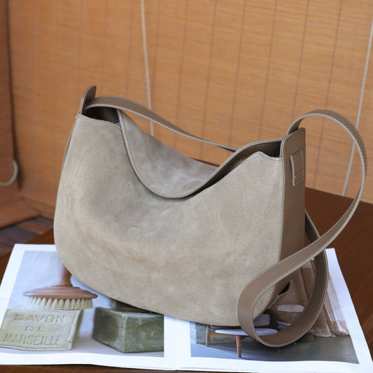 Matte Genuine Leather Crossbody Dumpling Bag