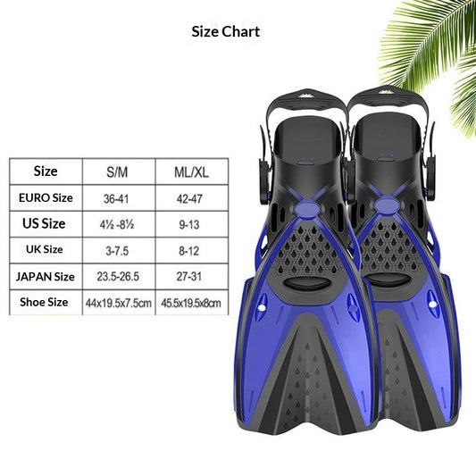 Lightweight Adult Snorkel Fins for Scuba & Snorkeling