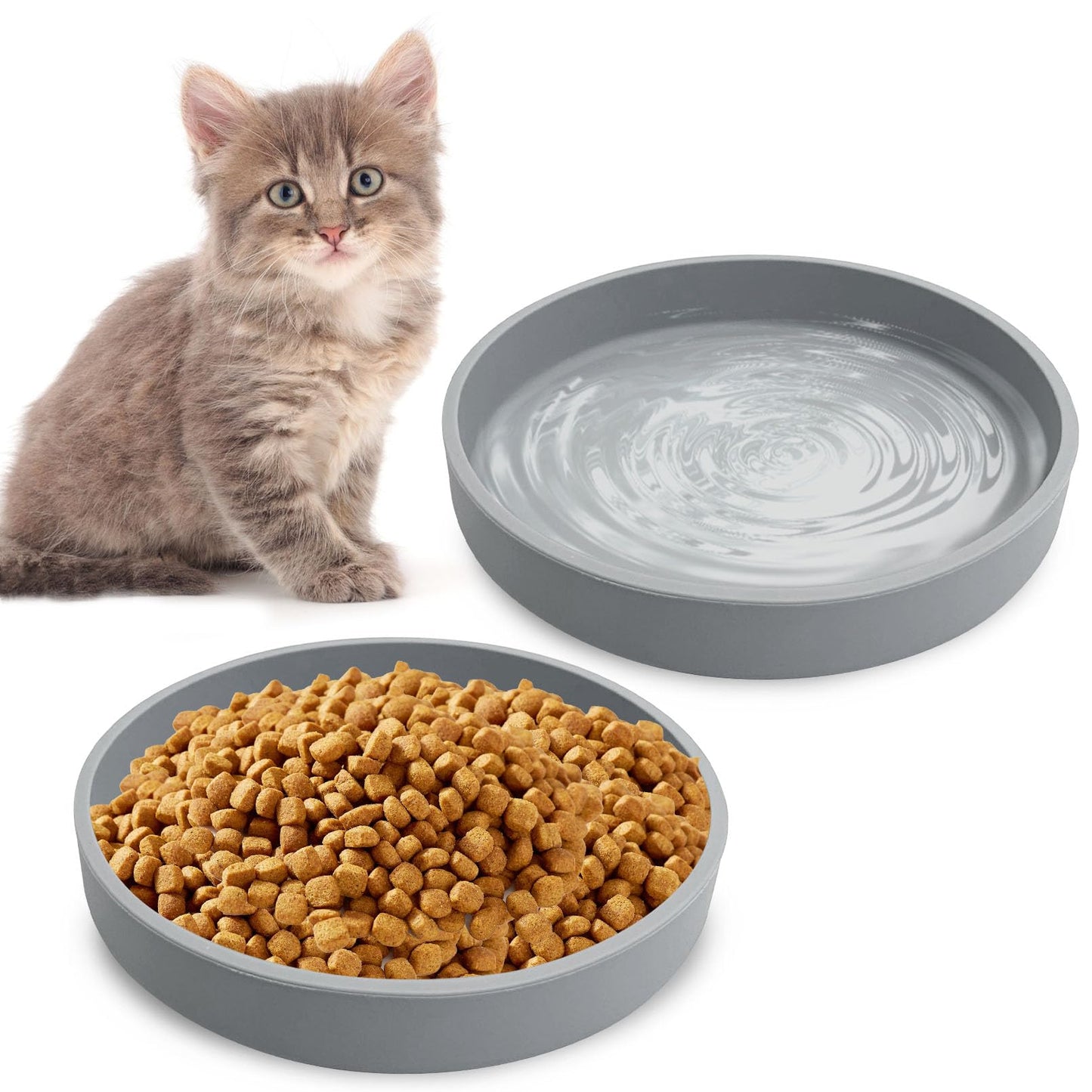 Whisker-Friendly Silicone Cat Bowl – Shallow & Wide — product photo