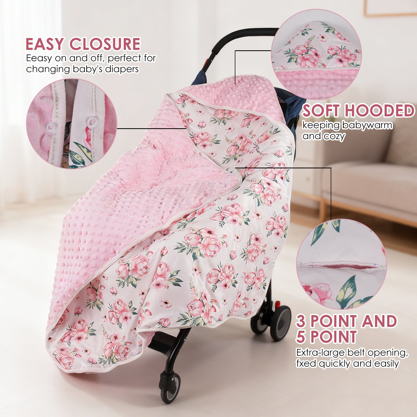 Cozy Hooded Swaddle Blanket - Double-Sided Flannel Wrap — product photo