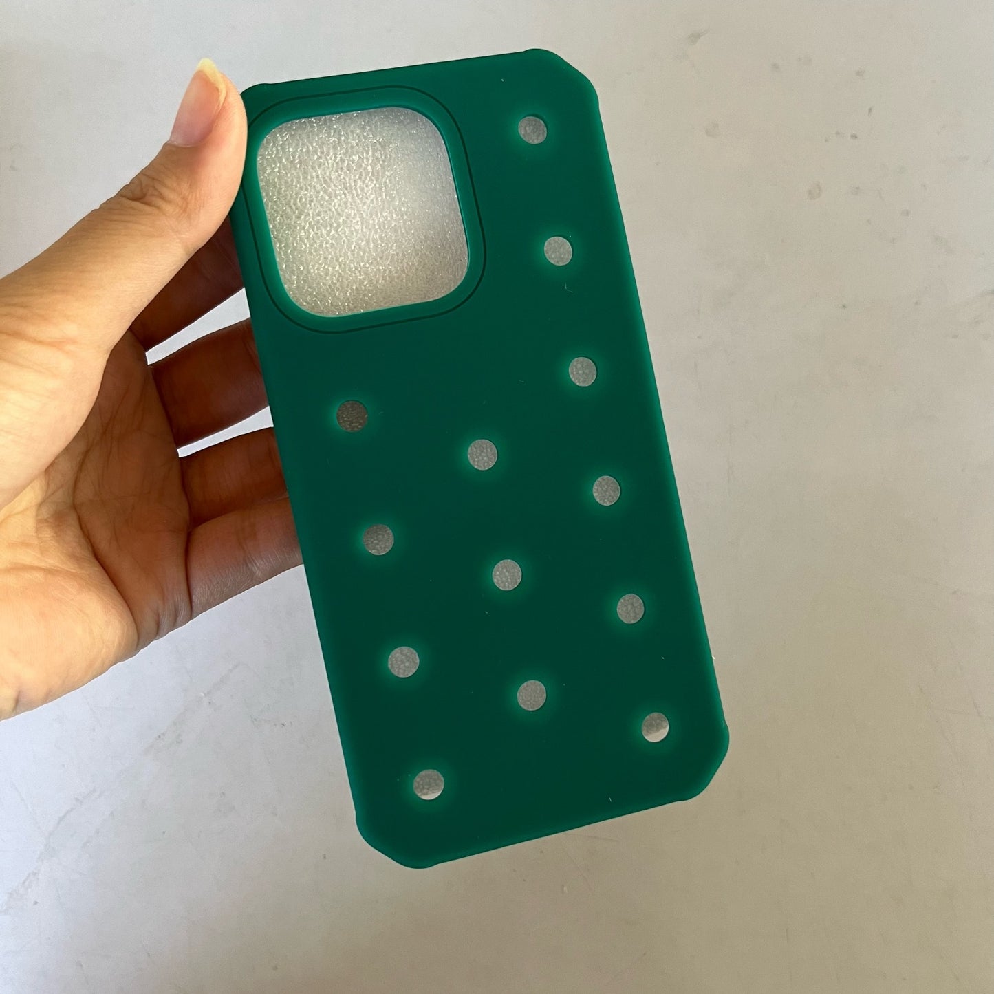 Buckle-Hole Silicone Phone Case – DIY Charm & Lace Style — product photo