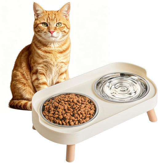 Elevated Cat Bowls Set - Raised Stainless Steel Feeding Station — product photo