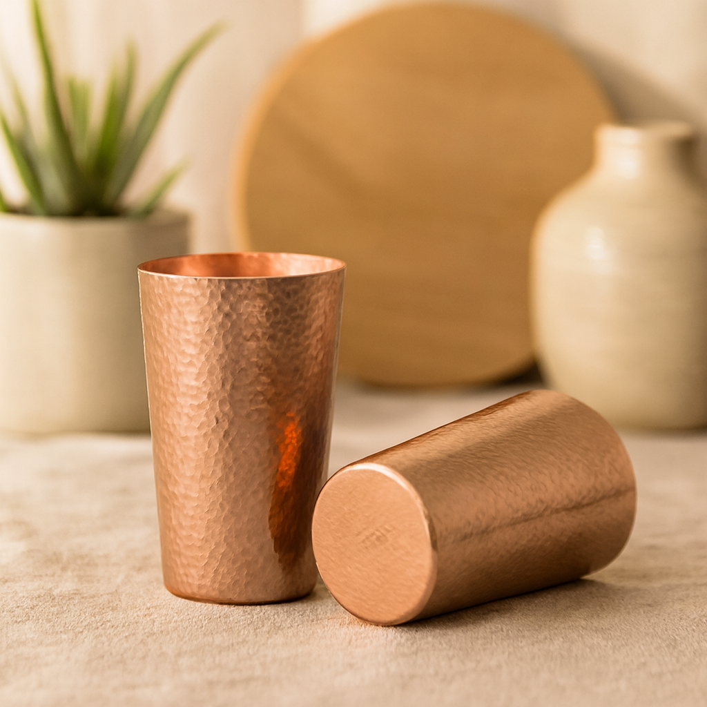 Handmade Personalized Copper Coffee Cup — warm lifestyle