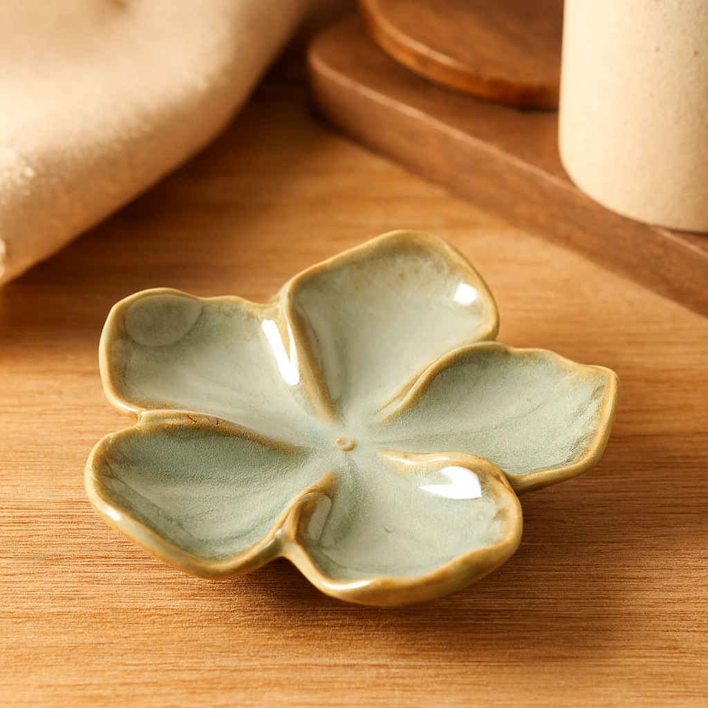 Retro Blossom Ceramic Flower Plate | Japanese-Style Dish — warm lifestyle
